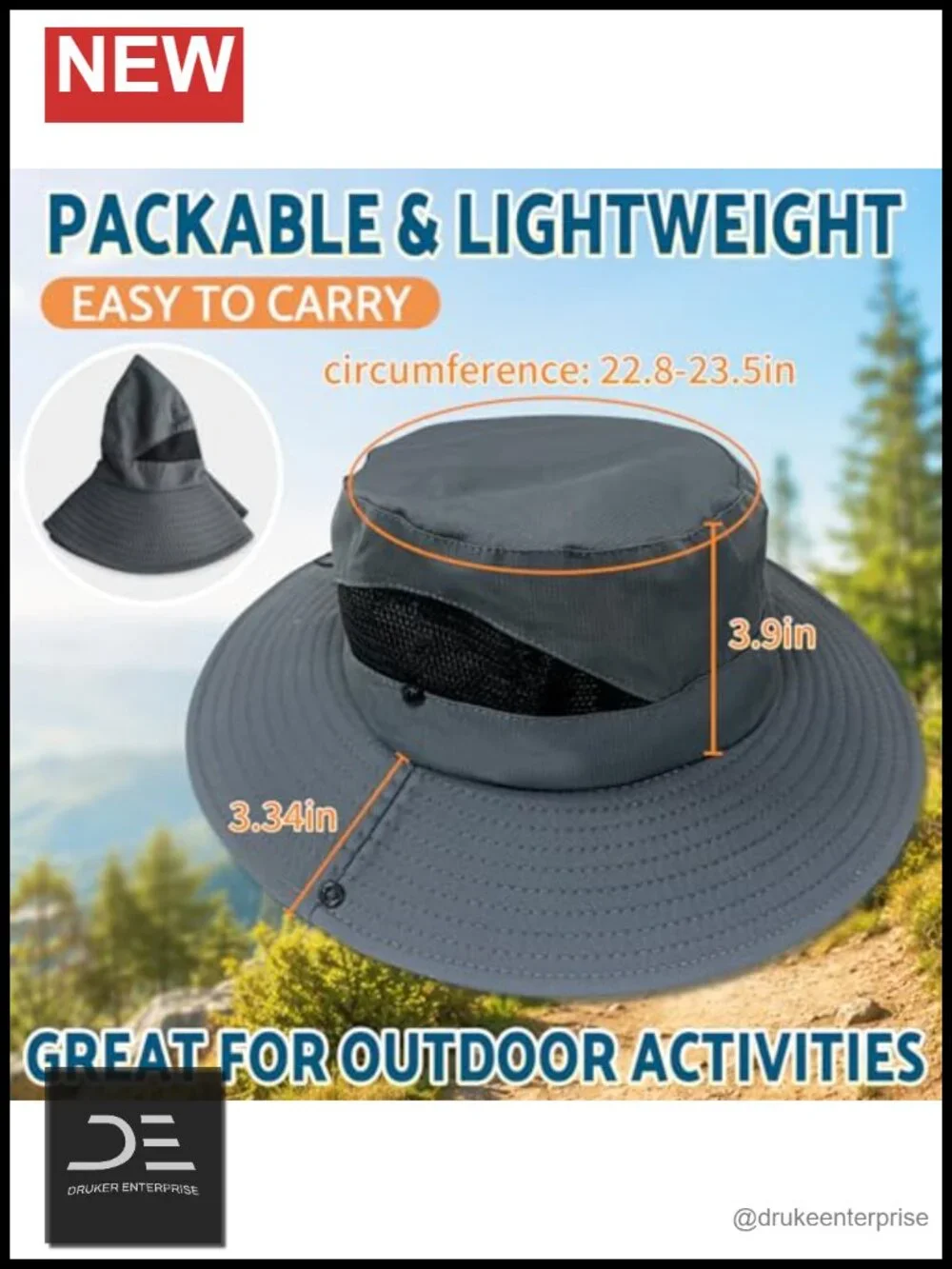 Wide Brim Bucket Hat UPF 50+ Sun Protection for Outdoor Fishing Hiking Camping